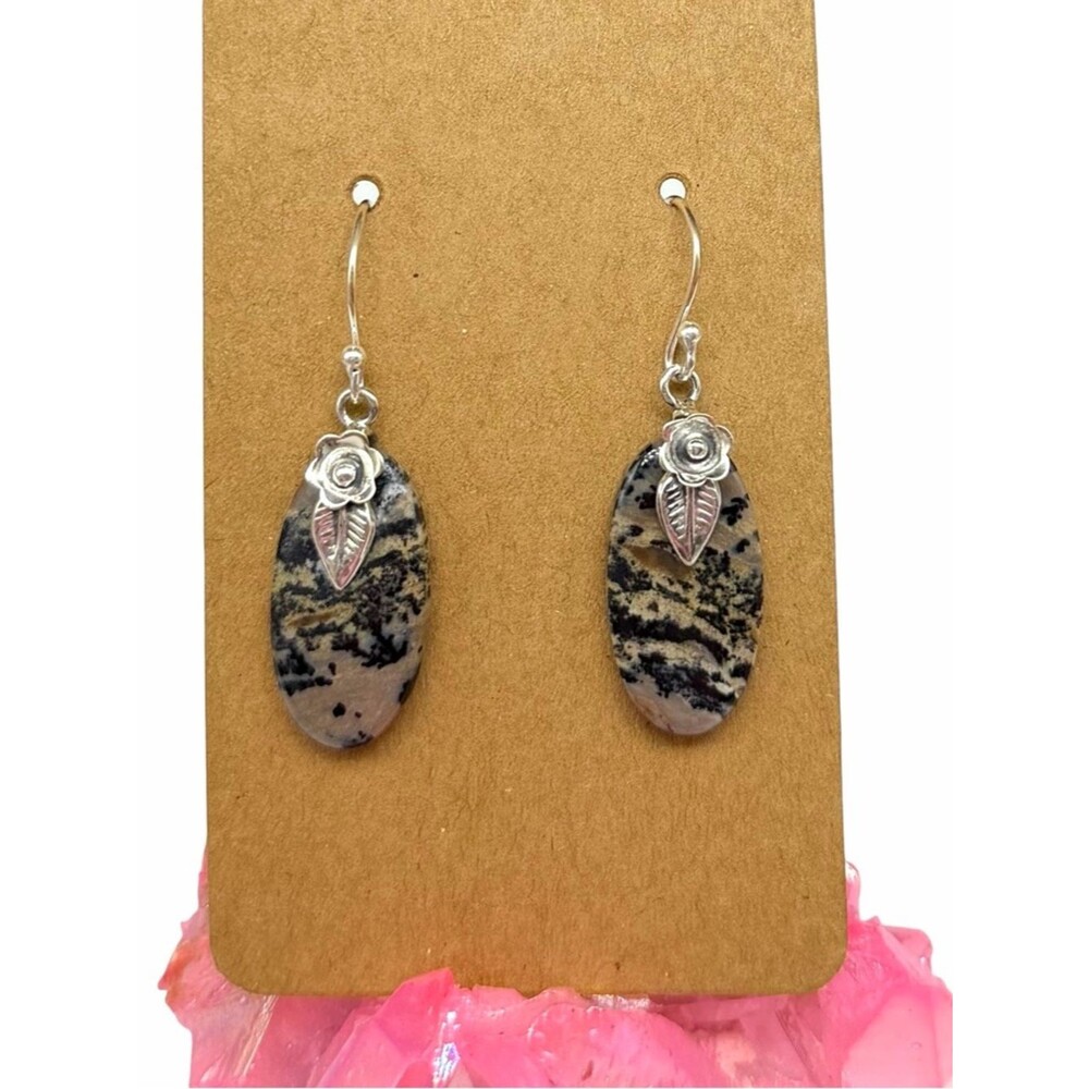 Russian Honey Dendrite Earrings Solid 925 Sterling Silver Dendritic Opal